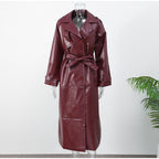 faux leather trench coat