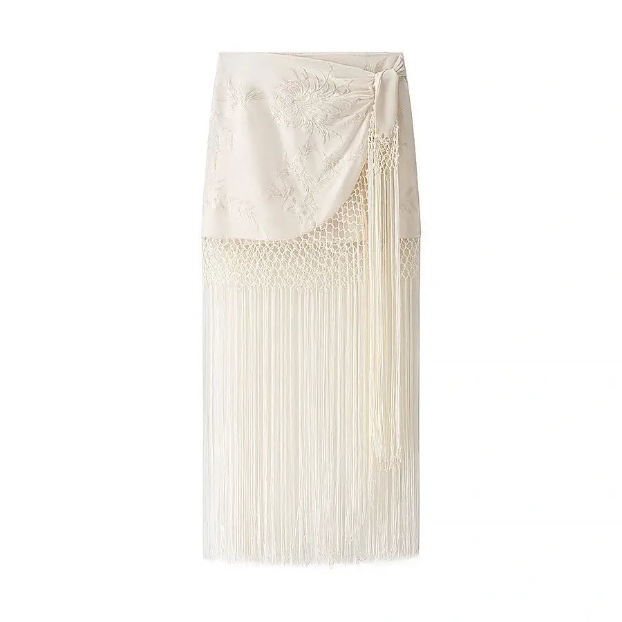 Cross fringes skirt