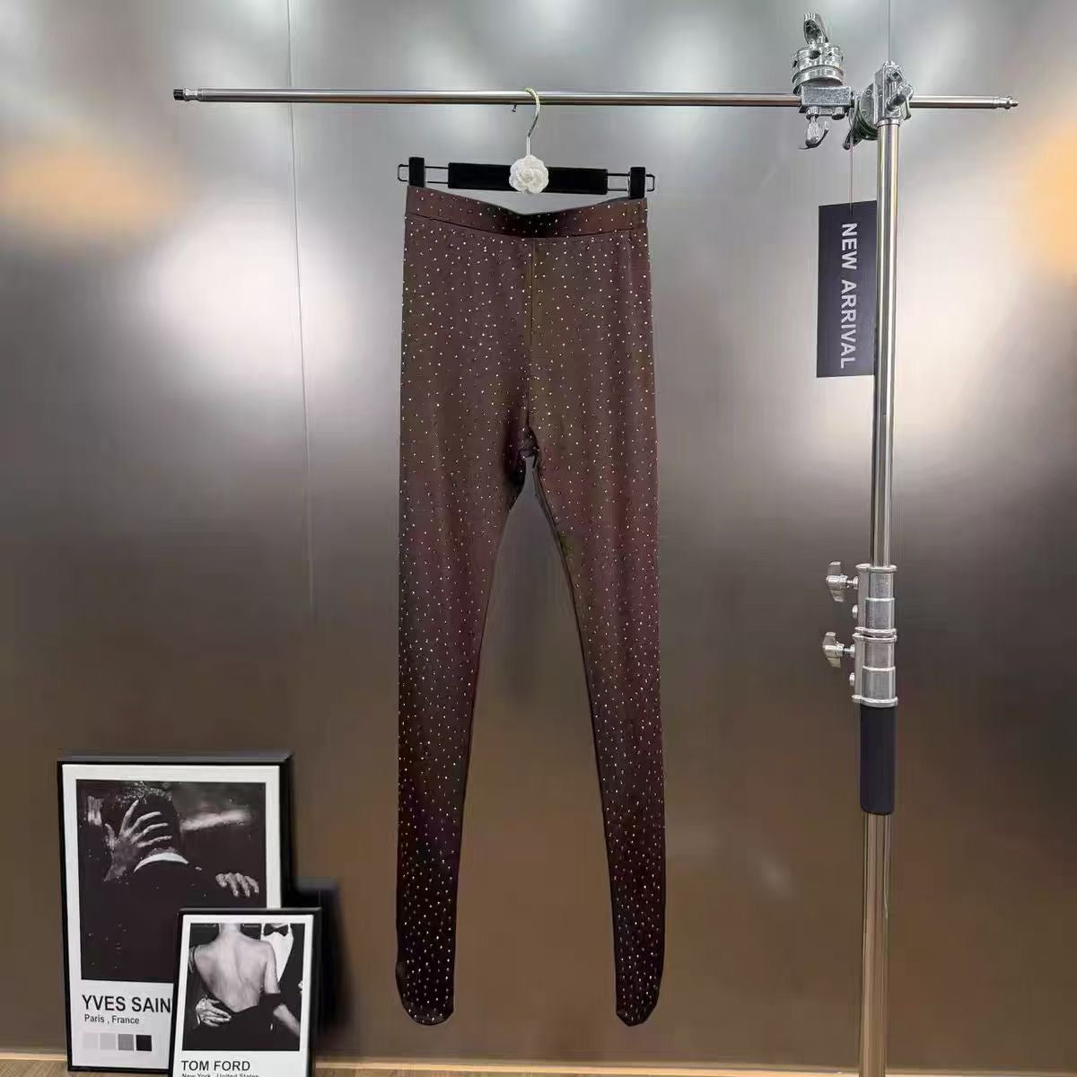 Elastic waist rhinestone socks