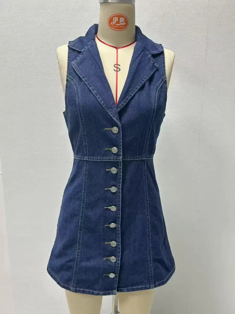 Retro denim mini dress