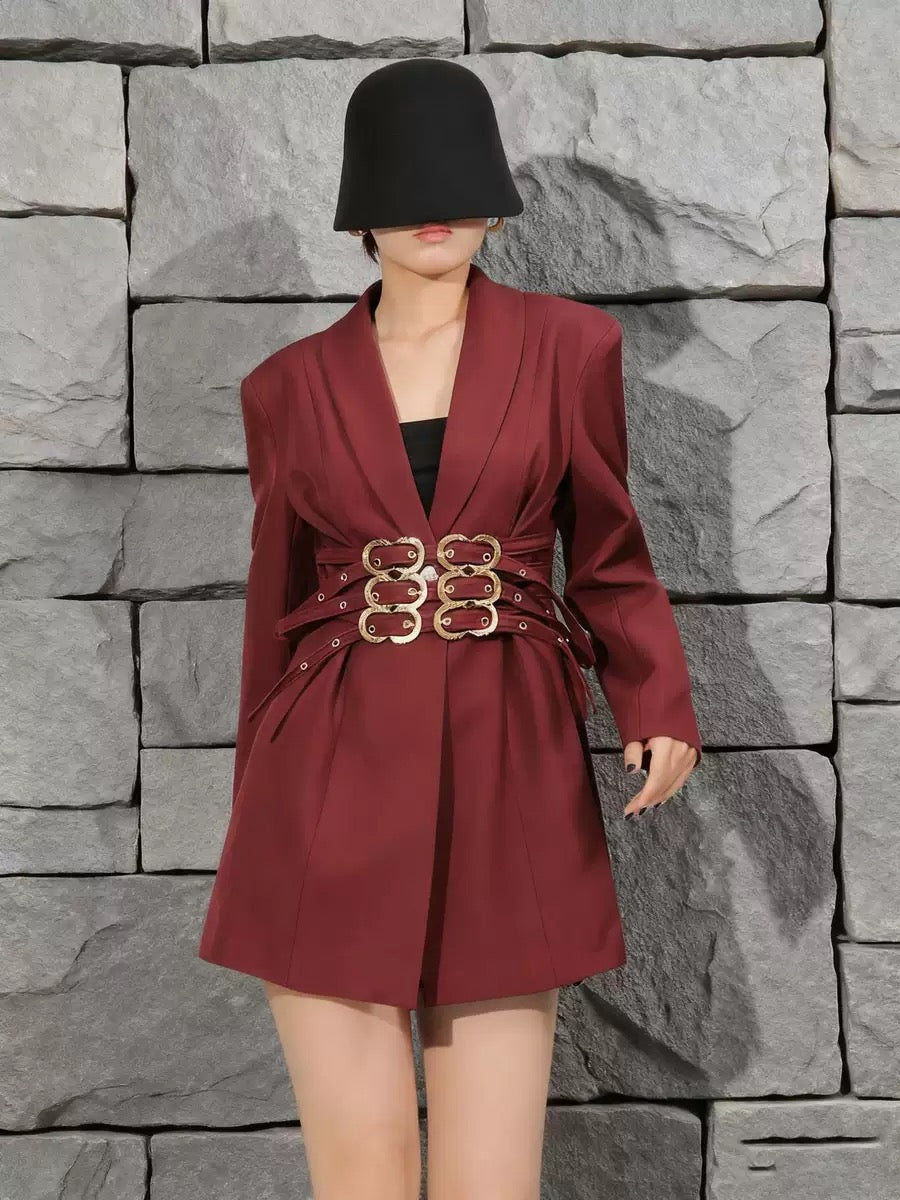 Multi layer metal buckle belt jacket