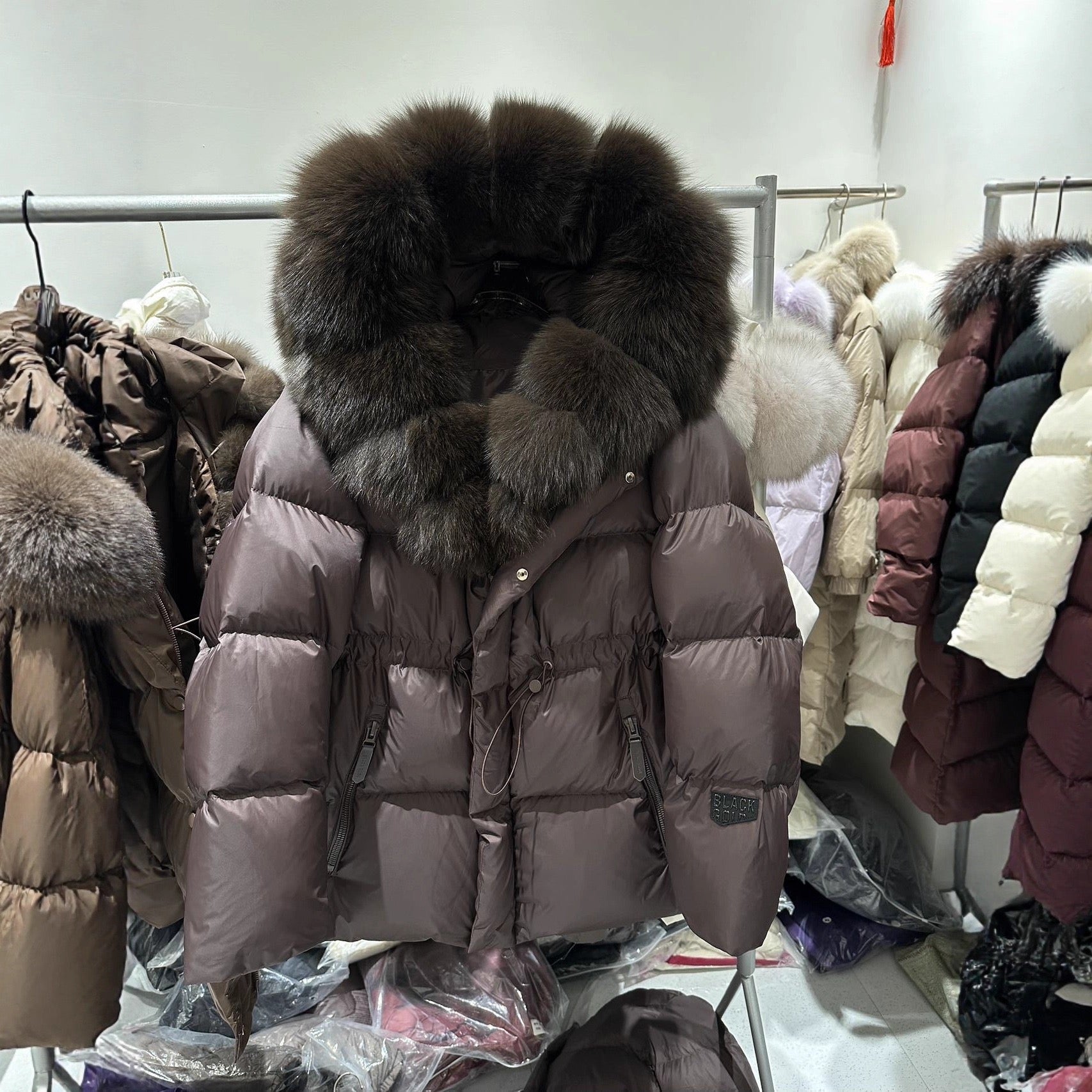 Down Puffer Jacket with Fur Collar