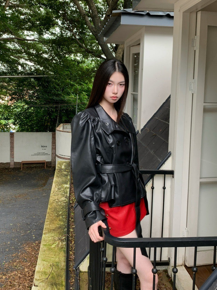 Umbrella leather jacket