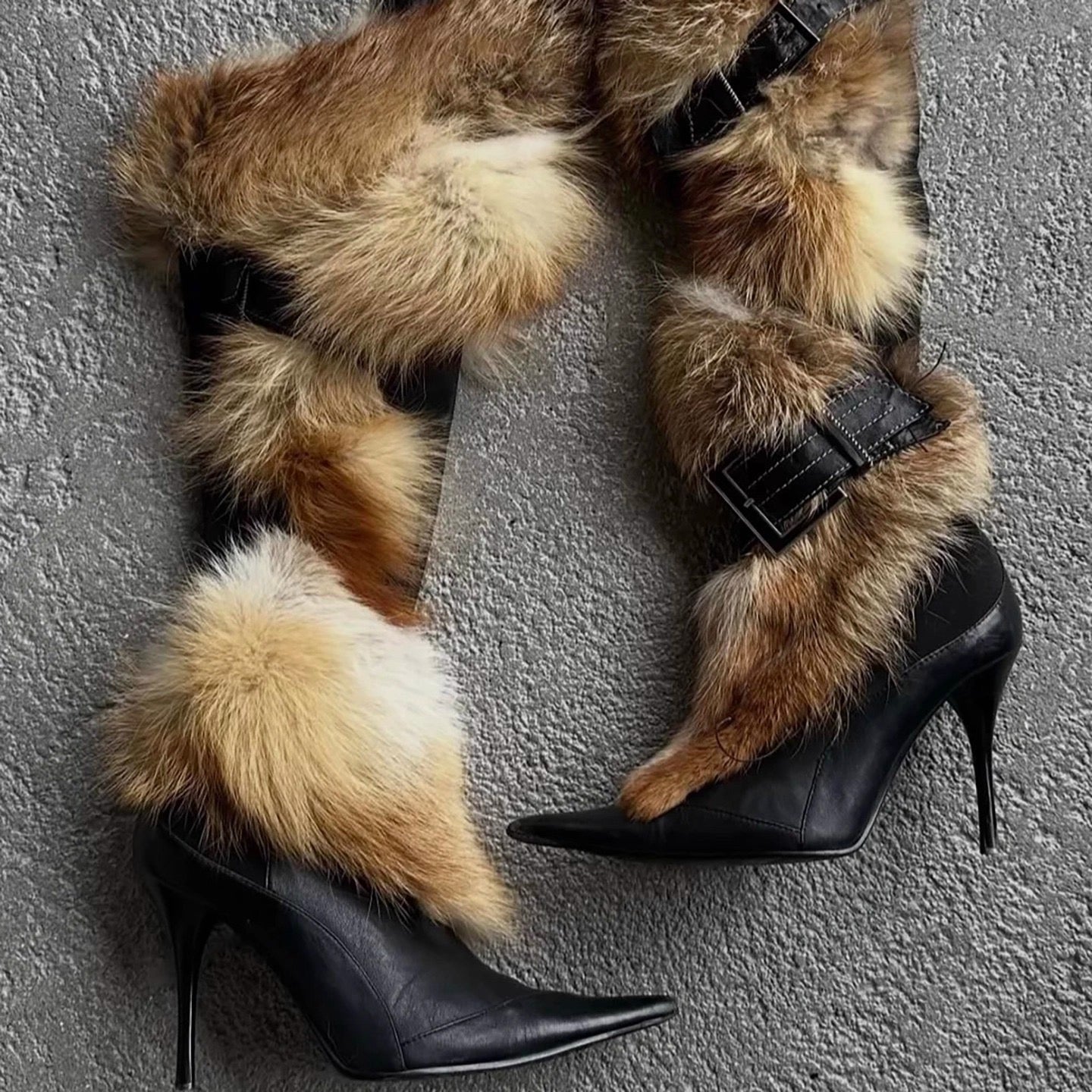 Fur leather boots