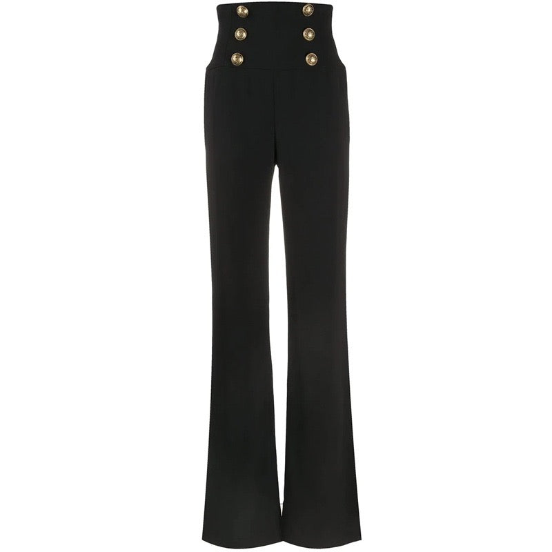 High waist pants with gold buttons