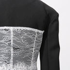 Lace design stitching blazer dress