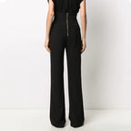 High waist pants with gold buttons