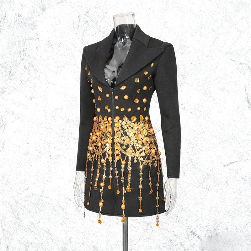Tassels and rhinestone luxury blazer