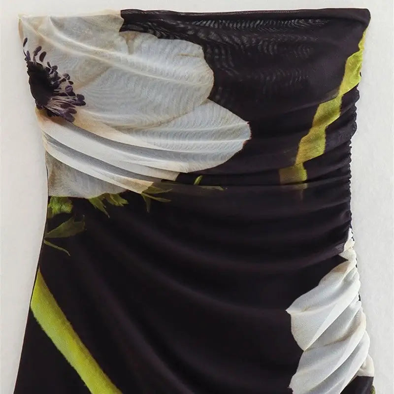 Asymmetrical backless printed dress