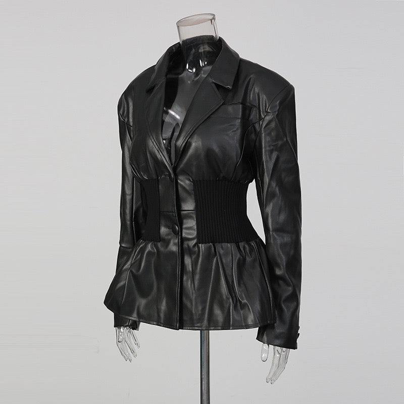 Leather waist jacket