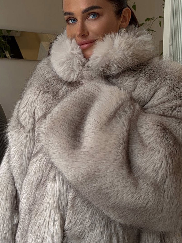 Gradient faux fur coat