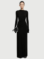 Asymmetric ruched bodice maxi