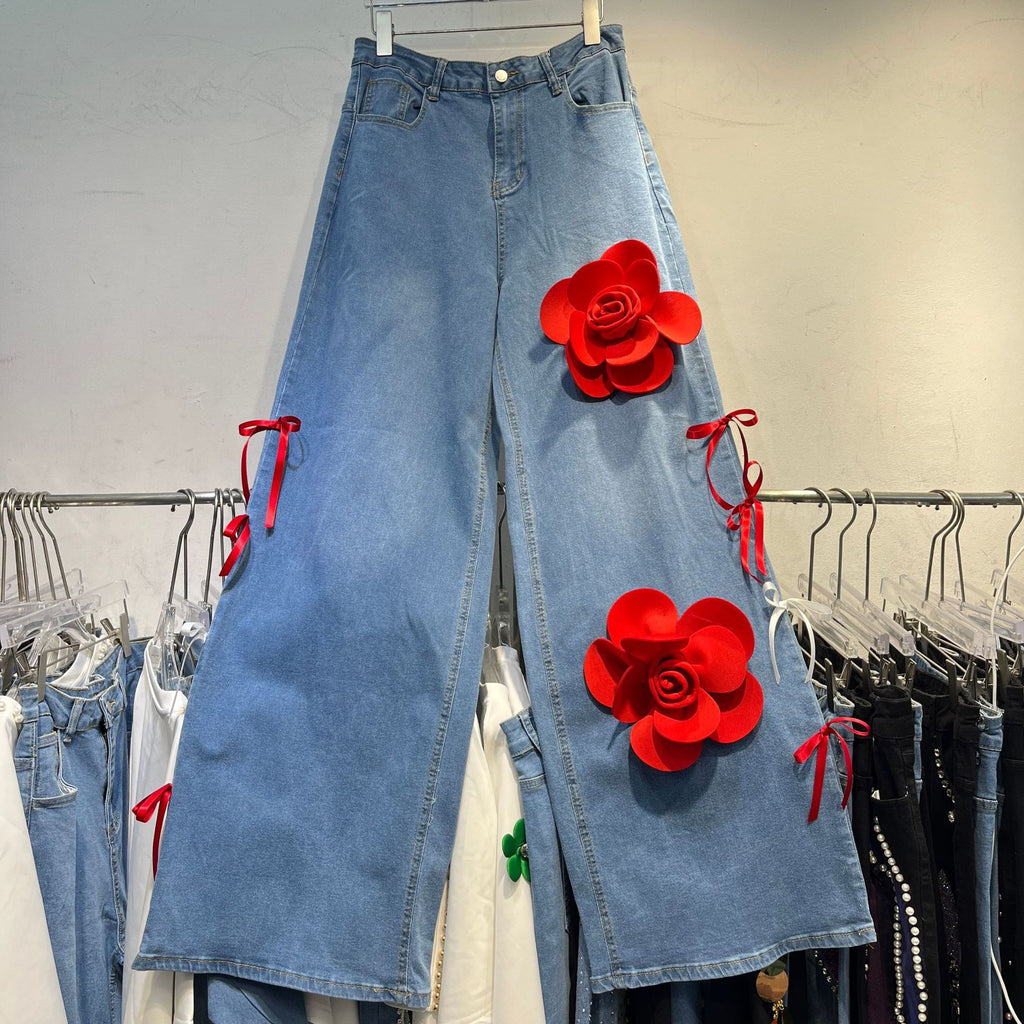 4D flowers jeans