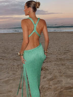 V neck knitted dress
