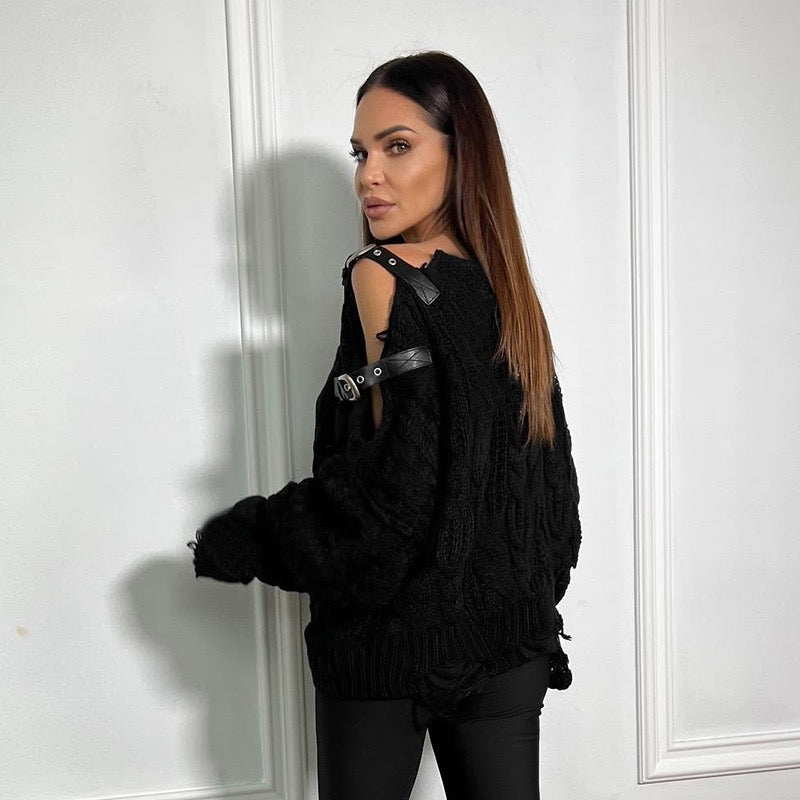 Distressed Crop Sweater