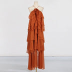 Stitching ruffled dress