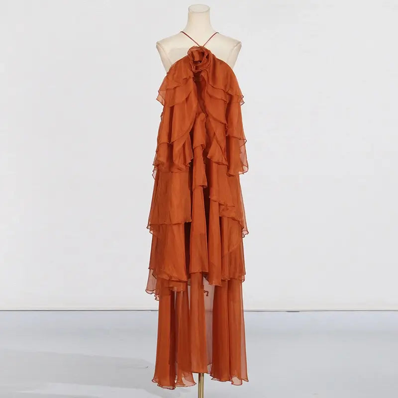 Stitching ruffled dress