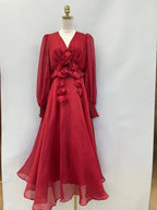 French niche spring v neck dress