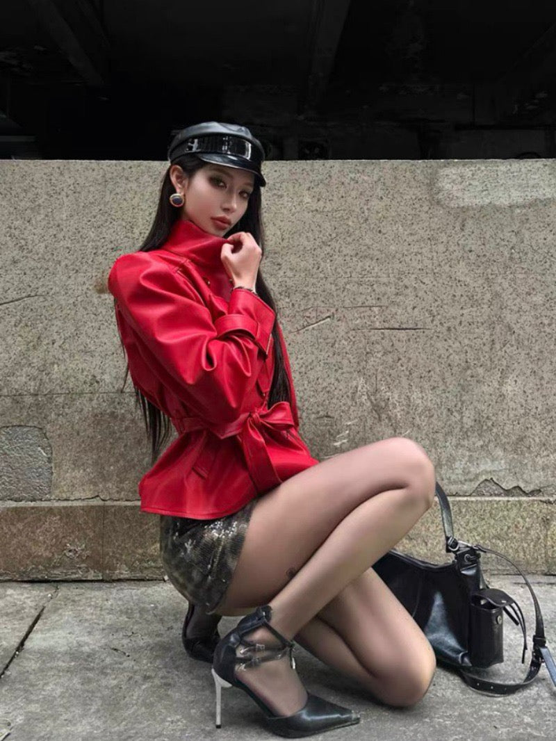 Umbrella leather jacket