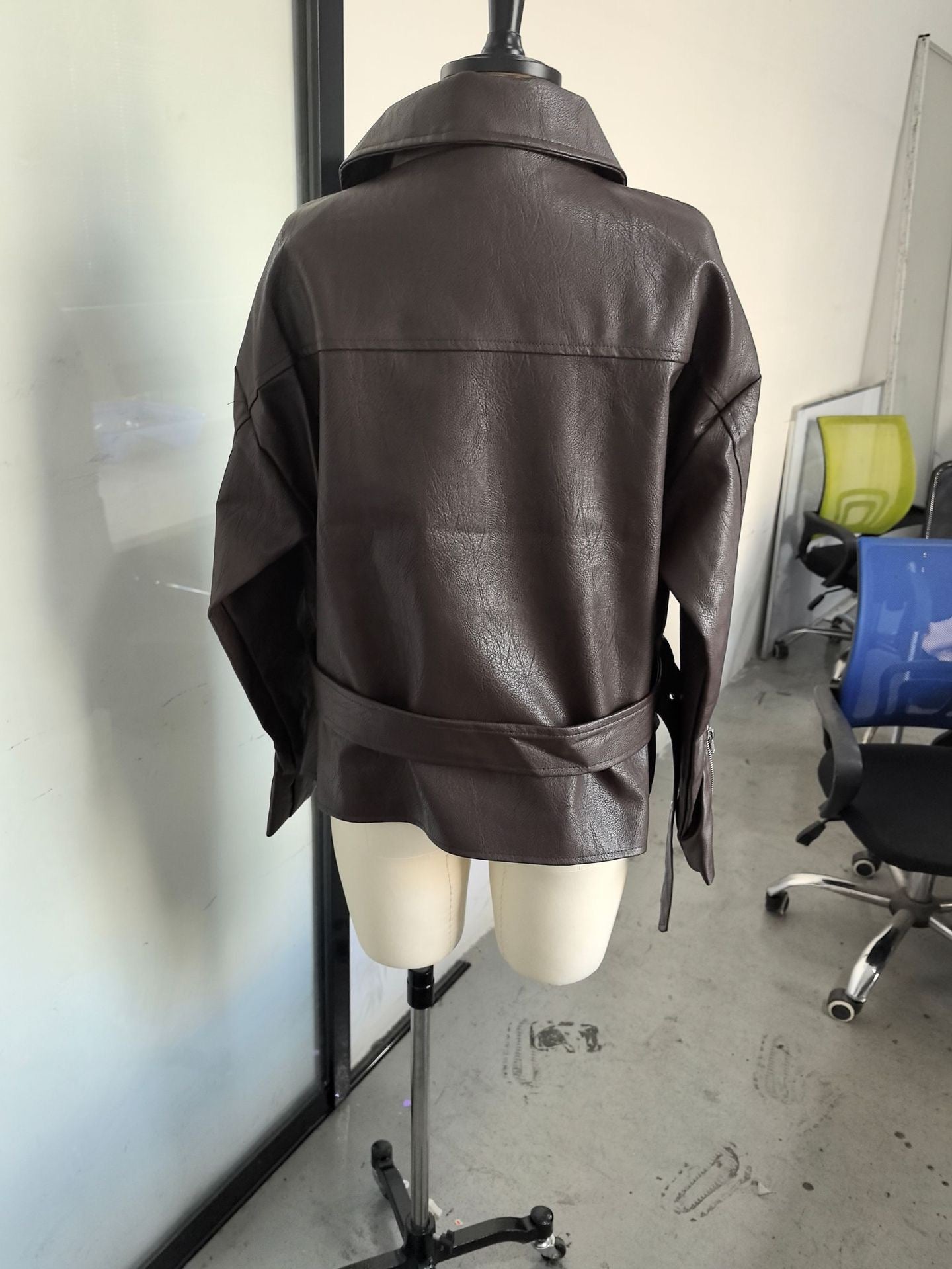 leather cropped biker jacket