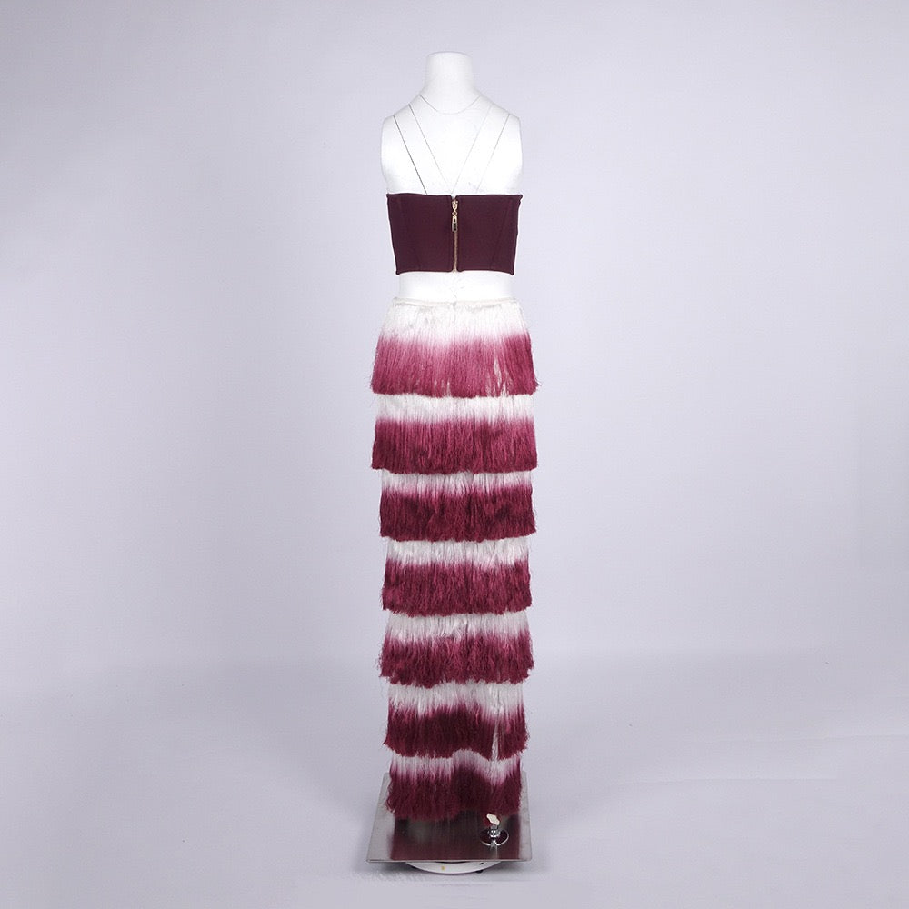 Burgundy dream ruffle dress