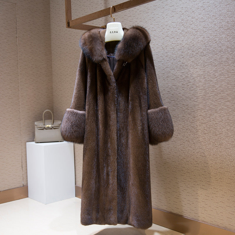 Faux fur coat*large collar&cuffs