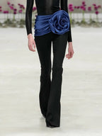 Carolina draped flower bootcut pants