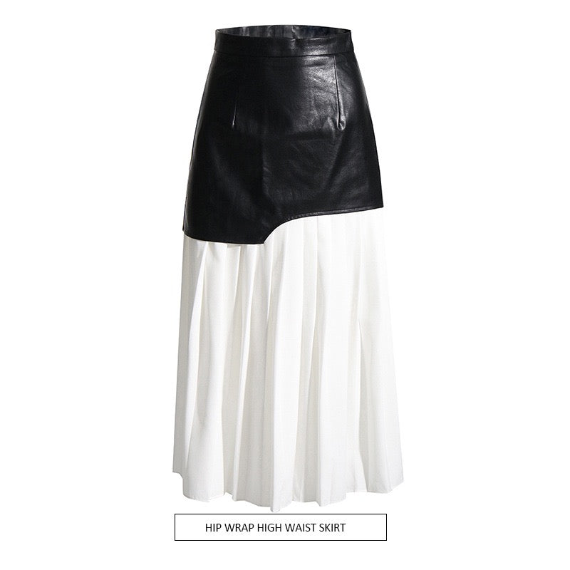 British mid leather skirt style