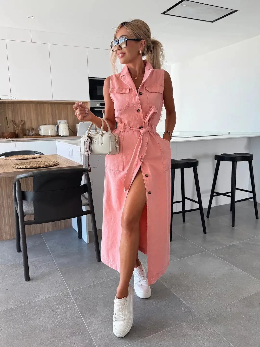 Sleeveless jeans dress