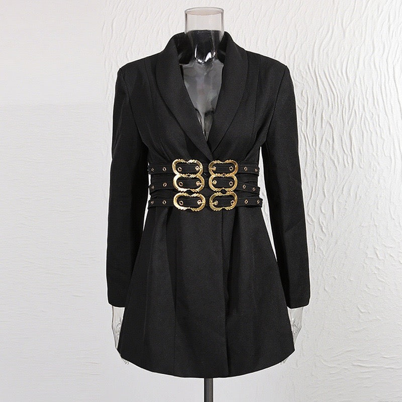 Multi layer metal buckle belt jacket