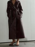 faux leather trench coat