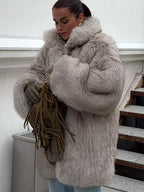 Gradient faux fur coat