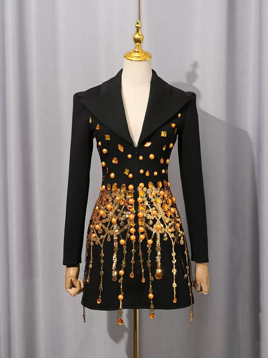 Tassels and rhinestone luxury blazer