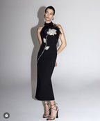 New flower encrusted diamond feather dress