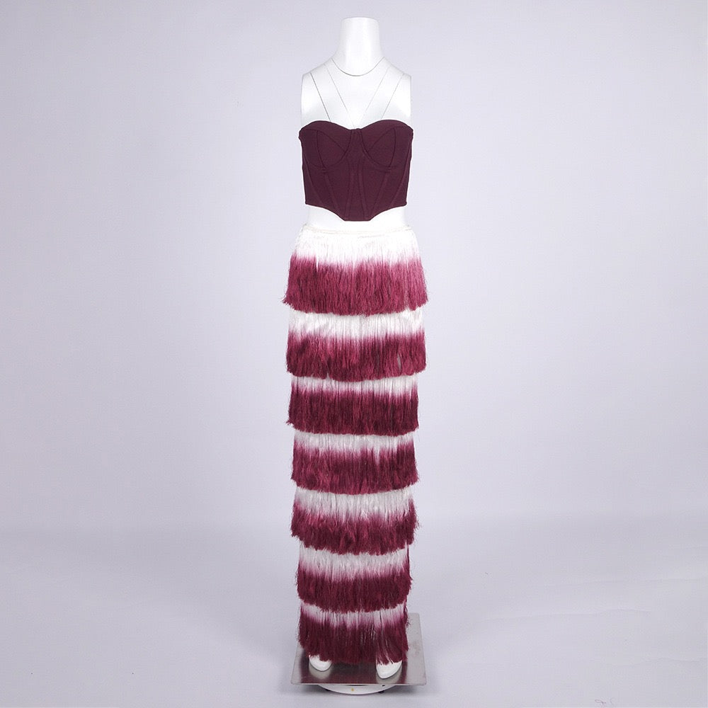 Burgundy dream ruffle dress