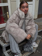 Gradient faux fur coat