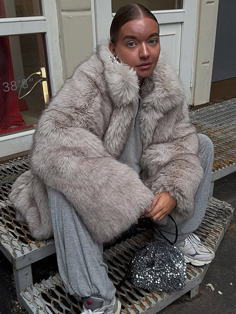 Gradient faux fur coat