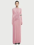 Asymmetric ruched bodice maxi