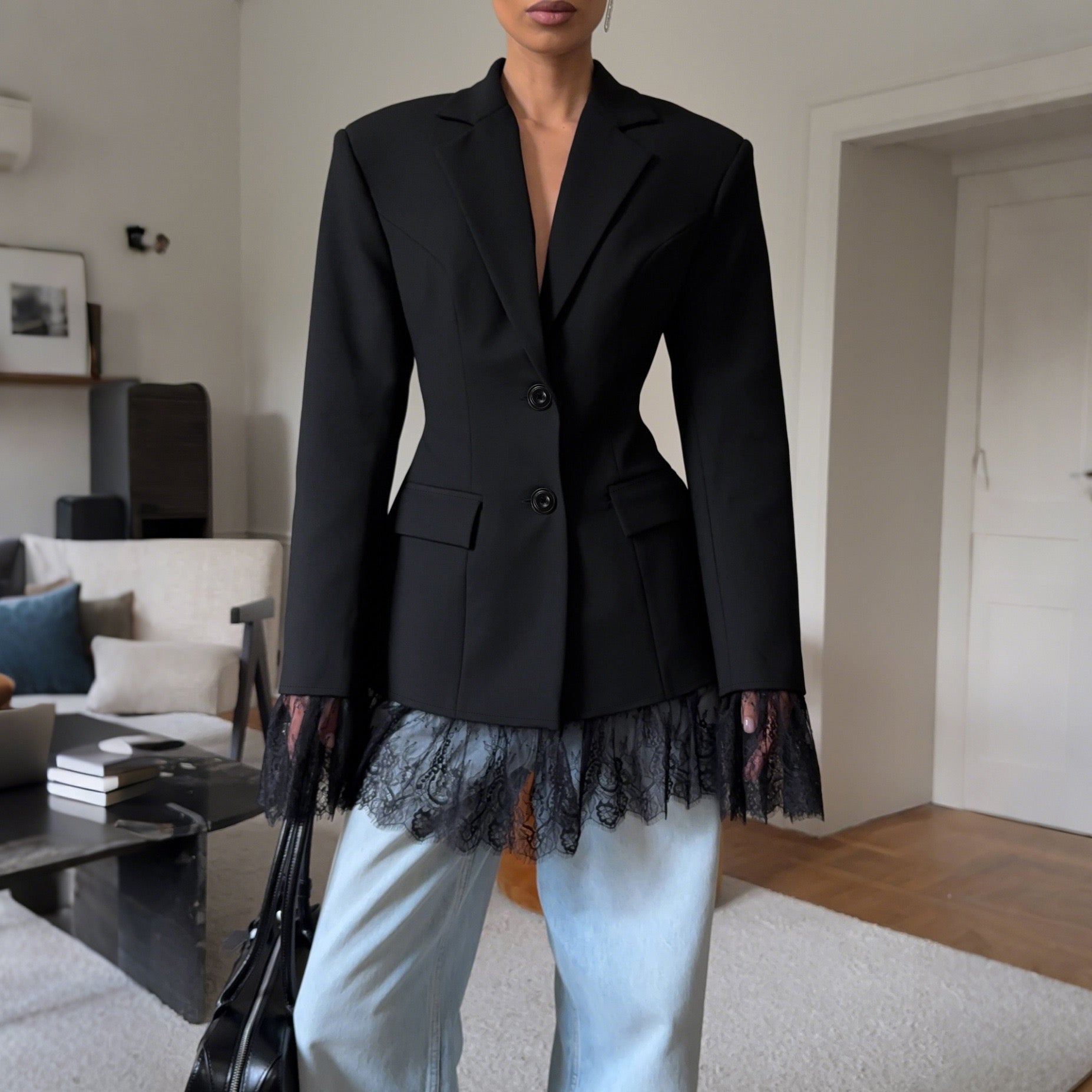 Lace blazer style