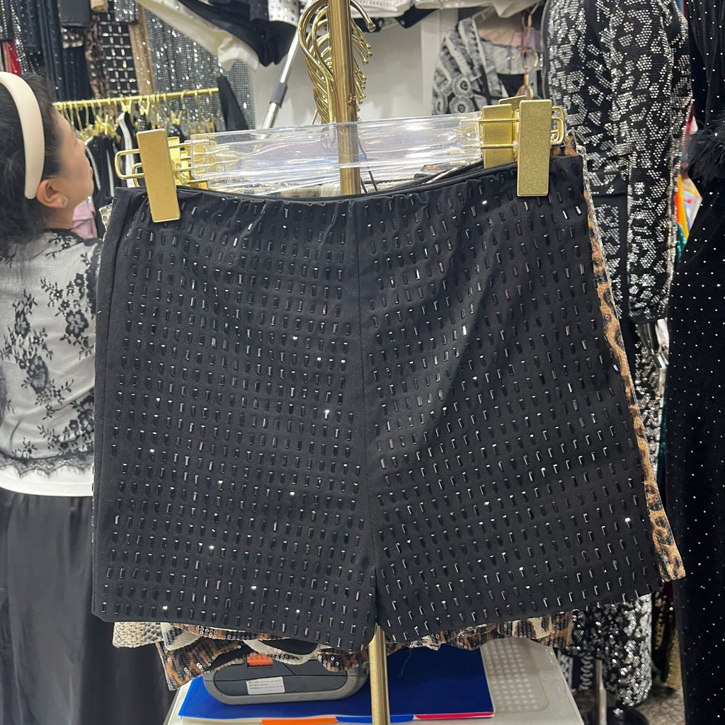 Fortune Women Glitter Mini Shorts High Waist Sparkly Shorts Slim Fit