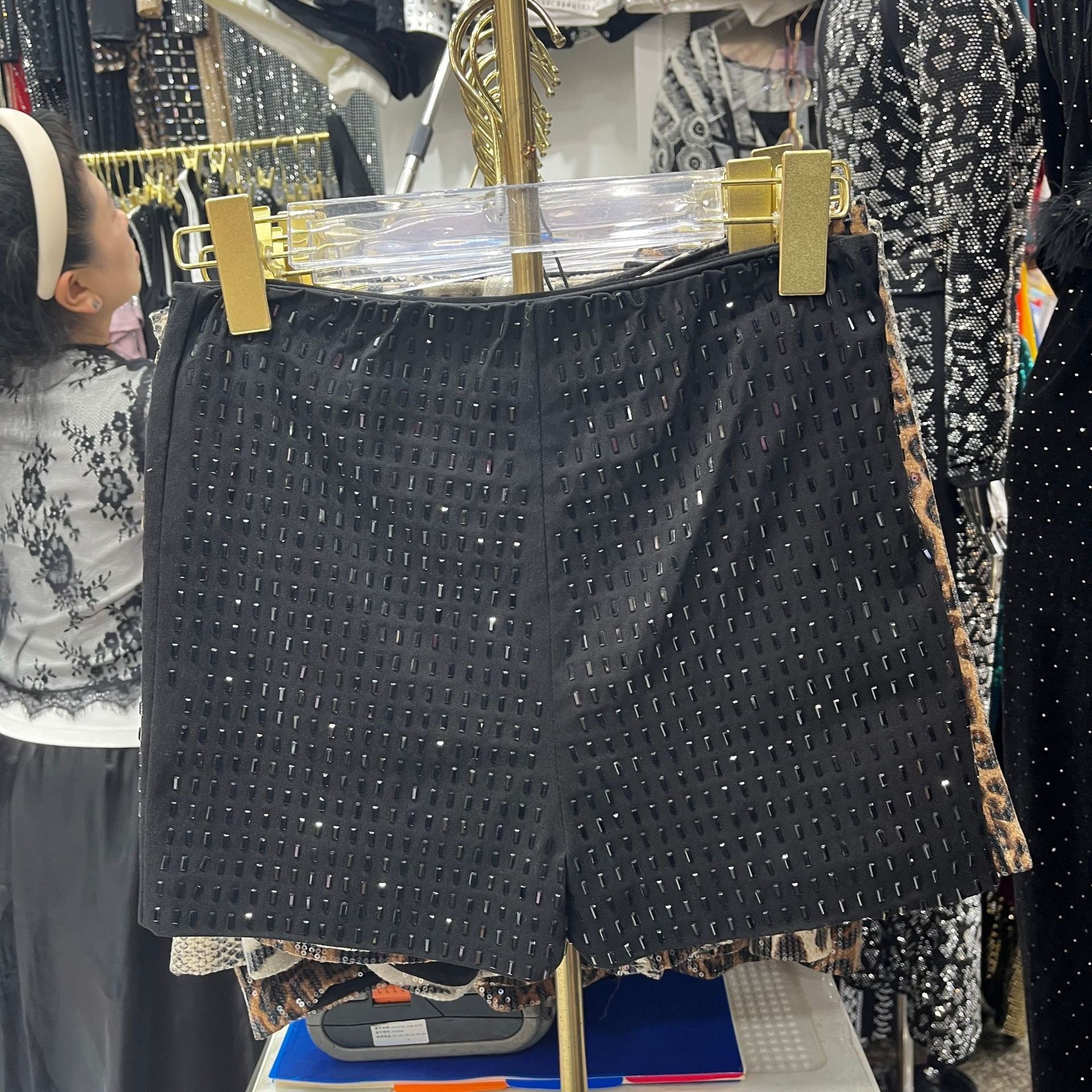 Fortune Women Glitter Mini Shorts High Waist Sparkly Shorts Slim Fit