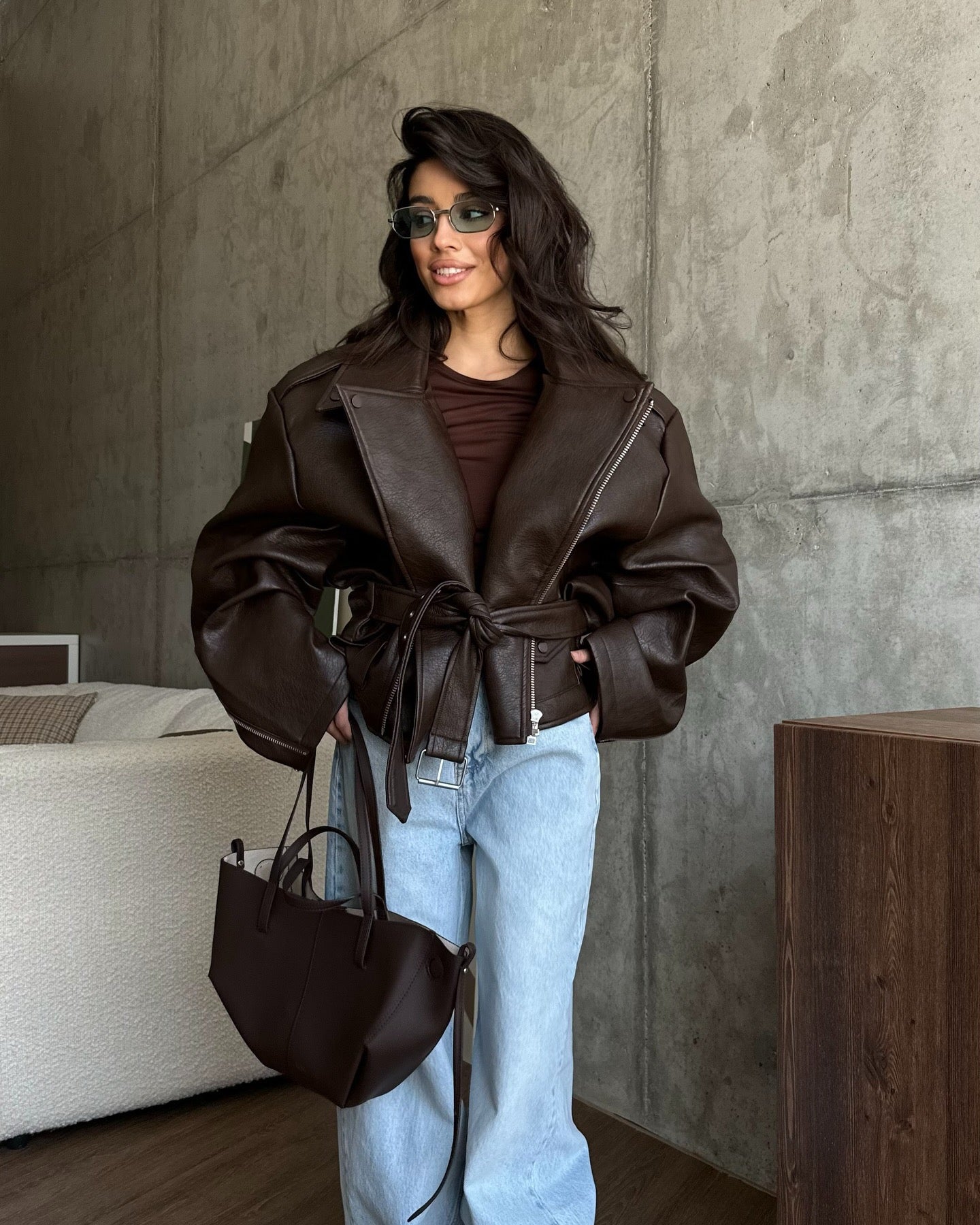 leather cropped biker jacket