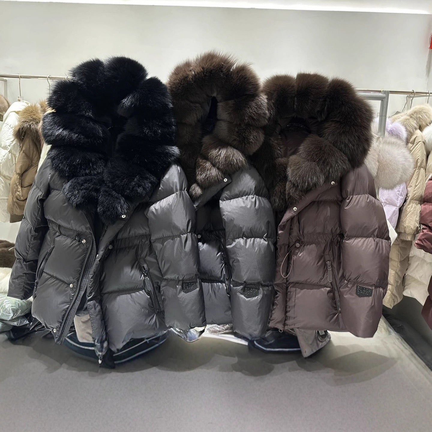 Down Puffer Jacket with Fur Collar