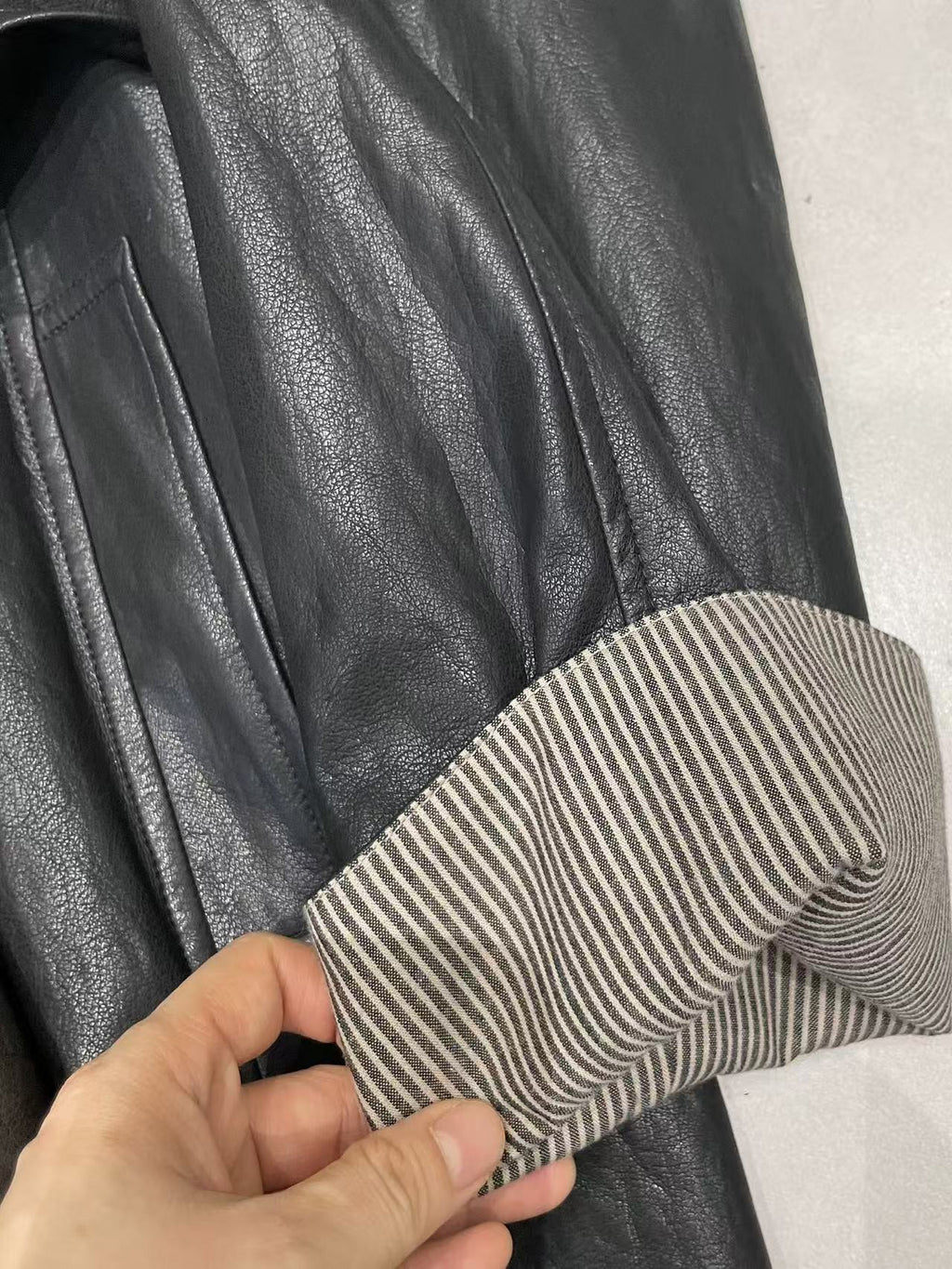 Washed leather jacket