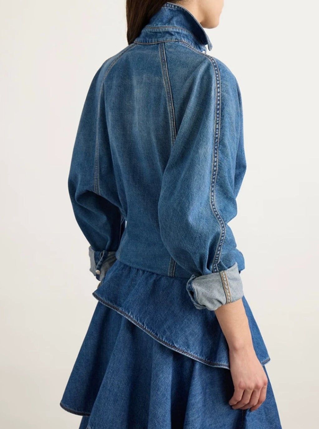 Ruffled tiered denim set