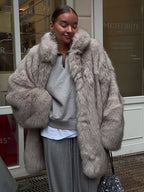 Gradient faux fur coat