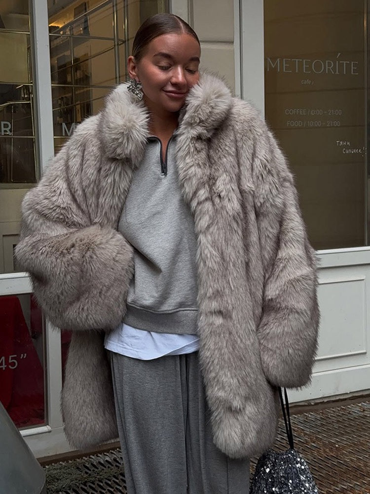 Gradient faux fur coat