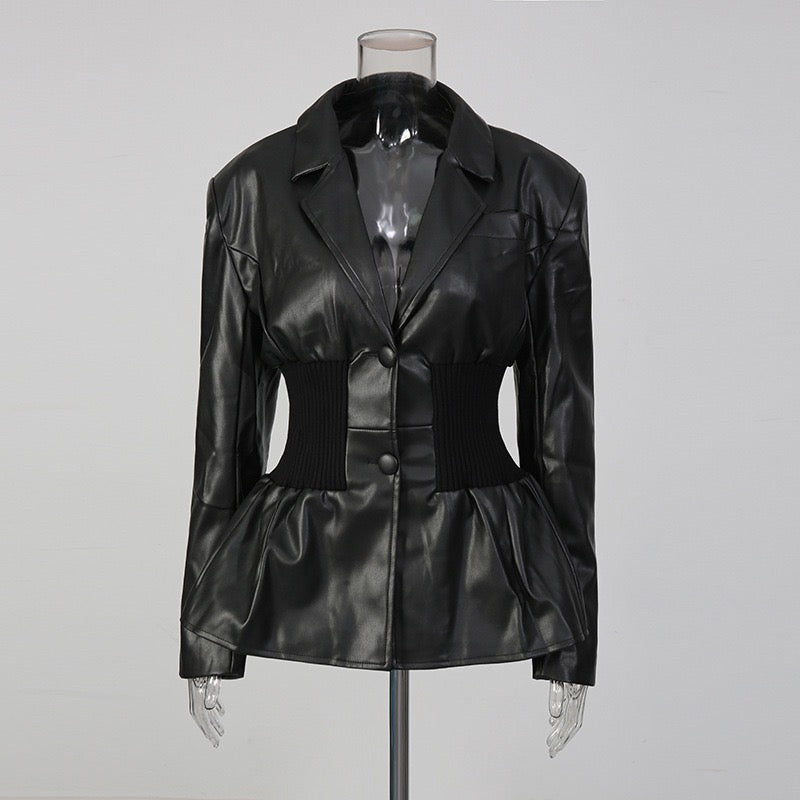 Leather waist jacket