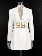 Multi layer metal buckle belt jacket