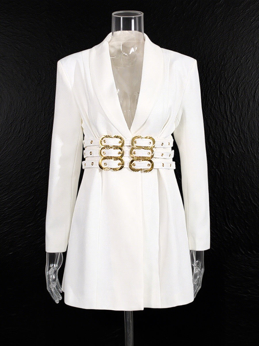 Multi layer metal buckle belt jacket